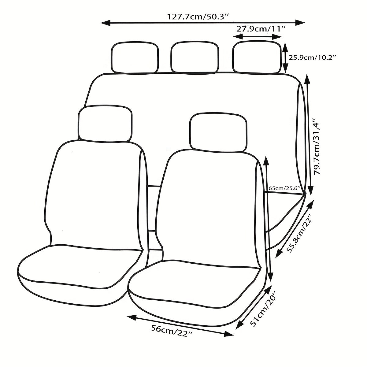 Car Seat Cover Set 5 seat 9 piece