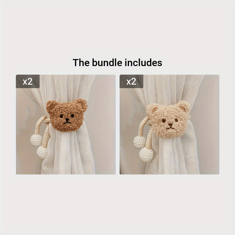 Adorable Teddy Bear Curtain Tieback with Pearl Accents