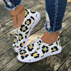 Leopard Print Non slip Sneakers Lightweight & Comfortable Low Top Shoes