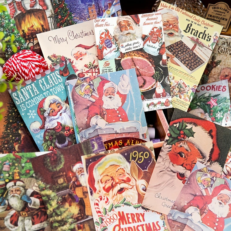 30 Pcs Christmas Paper Retro Decoration Collage 9.3x9.5In Notebook Journal