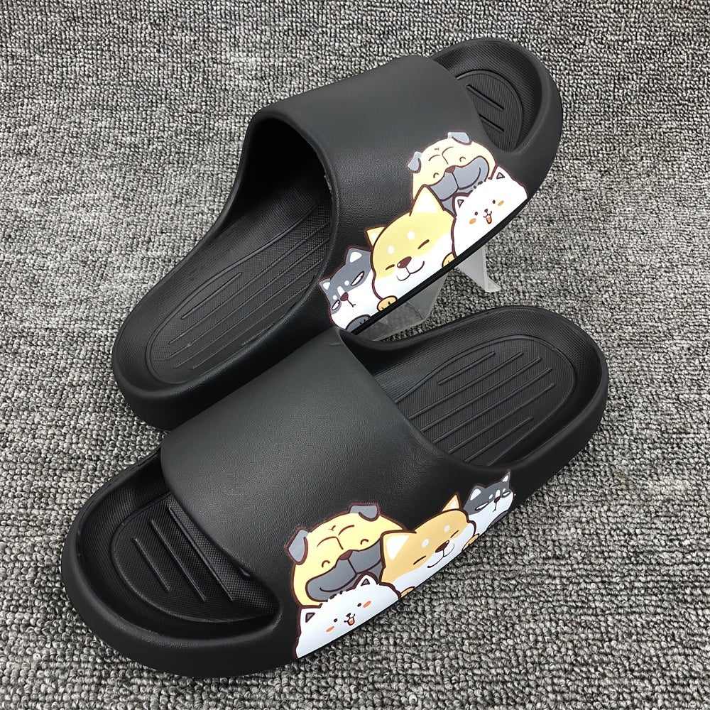 Men's Dog Cartoon Slides Comfortable Lightweight Slippers Indoor Outdoor
