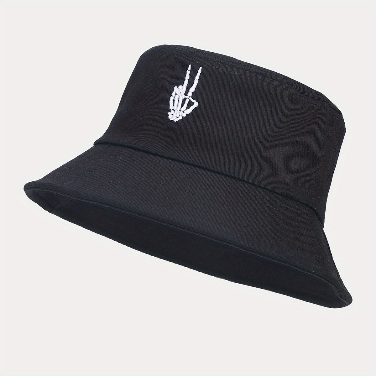 Skull Finger Embroidery Bucket Hat All-match Outdoor Sunshade Sunscreen Hat