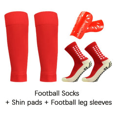3 Pairs Set Calf Sleeves & Shine Guards & Crew Socks For Football