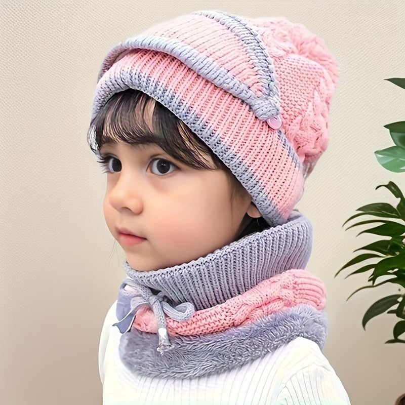 Kids Warm Hat Scarf Mask Set, Winter Ear Protection