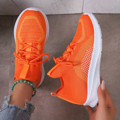 Women's Breathable Woven Sneakers Casual Lace Up Outdoor Shoes