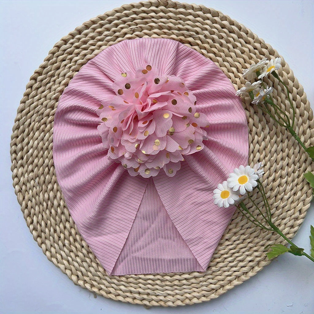 Baby Girls Flowers Decor Cap Soft Hair Wrap Head Accessory