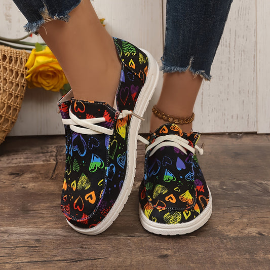 Heart Pattern Skate Shoes for Women