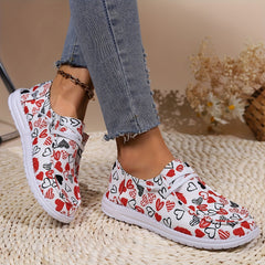Women's Skateboard Shoes Hearts & Patterns Flat Lightweight Lace-up Canvas Shoes