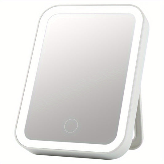 Portable Folding LED Vanity Mirror 3 Lighting Modes USB Rechargeable Pink