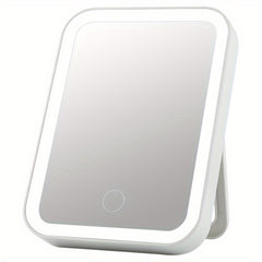 Portable Folding LED Vanity Mirror 3 Lighting Modes USB Rechargeable Pink