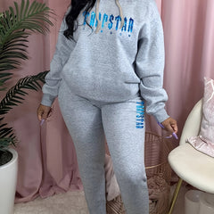 Ombre Letter Print Hoodie & Sweatpants Set