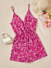 Floral V Neck Romper Cami Jumpsuit for Women