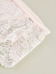 3 Pack Plus Size Panties Set Women's Plus Floral Lace Mid Rise Romantic Briefs