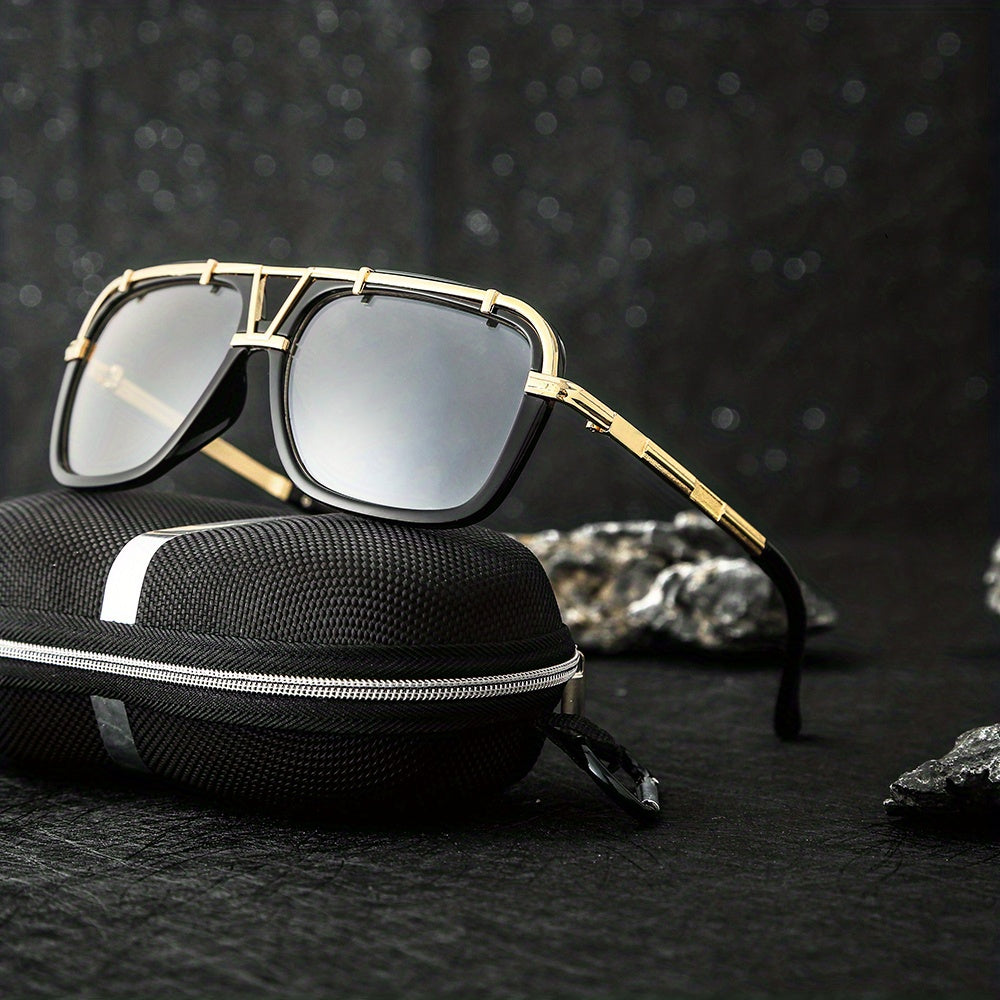 Men's Square Frame Steampunk Sunglasses UV Protection