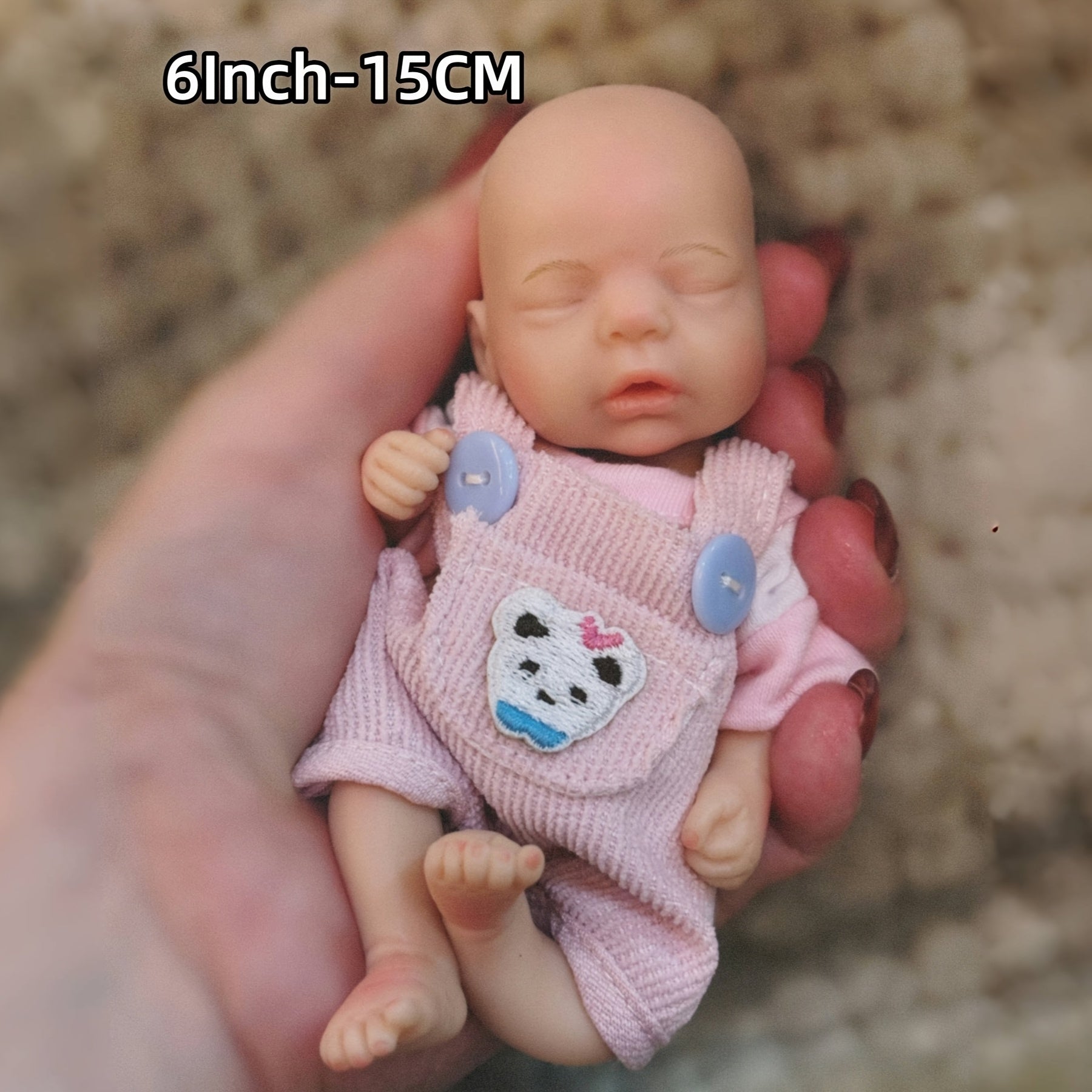 6 Inch Soft Silicone Reborn Girl Doll with Pink Closed Eyes