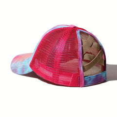 Tie Dye Gradient Print Trucker Hat Mesh Sunshade Dad Hats For Women