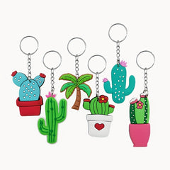 6pcs Cartoon Cactus Keychain Pendant Plants Key Ring Bag Accessories