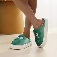 Women's Frog Embroidery Slippers Warm Indoor Shoes