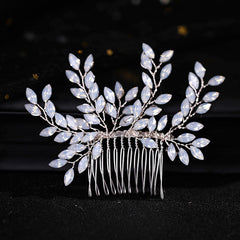 Boho Bridal Hair Comb Faux Pearl Rhinestone Hair Piece