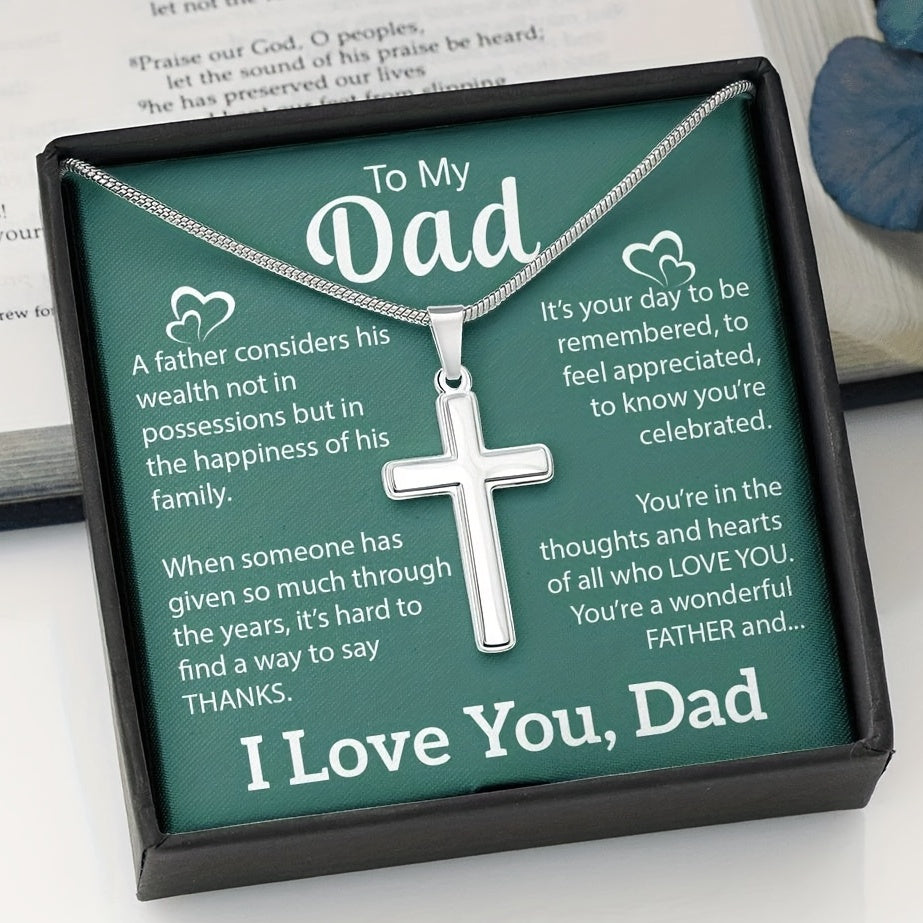 Father's Gift From Daughter Son Daddy Birthday Gift Father Cross Necklace