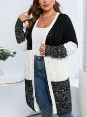 Colorblock Cable Long Sleeve Cardigan