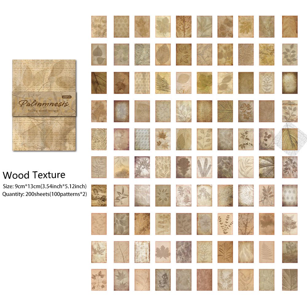 200 Sheets Vintage Scrapbooking Supplies Non sticky Scrapbook Paper Material