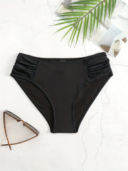Ruched Stretchy Bikini Bottoms High Cut Swim Briefs
