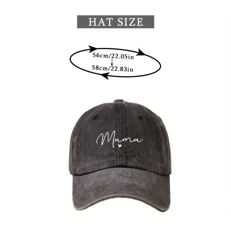 Mama Print Baseball Cap Solid Washed Distressed Dad Hat Casual Sun Hats Women