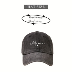 Mama Print Baseball Cap Solid Washed Distressed Dad Hat Casual Sun Hats Women