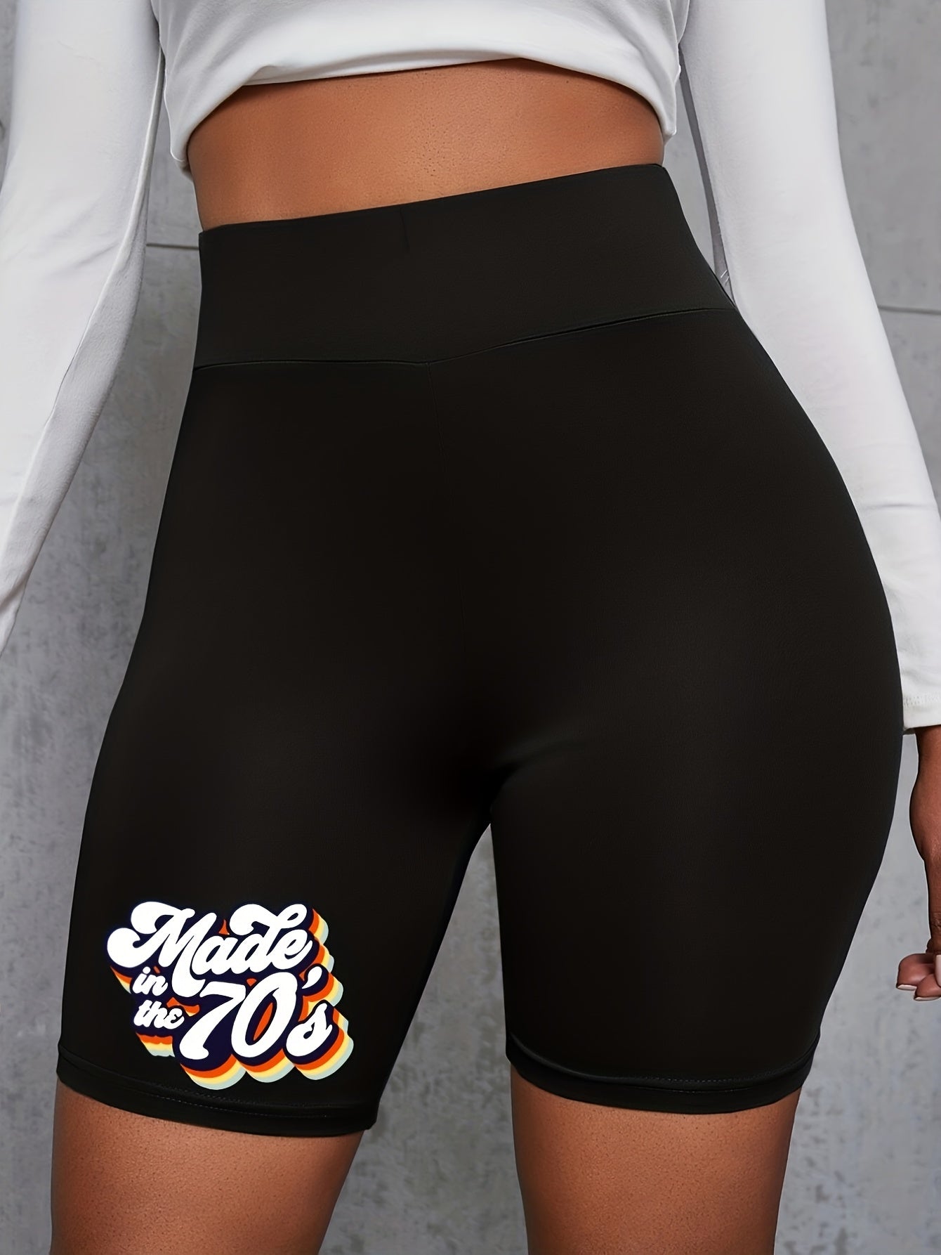Women's Plus '70s' Print High Rise Bike Shorts