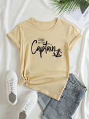 Letter Graphic Sports Round Neck T shirt Short Sleejson Workout Casual Tops
