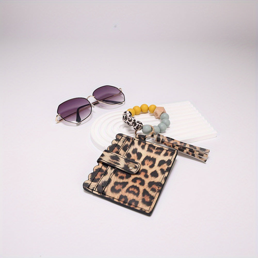 Chic Card Case with Bead Strap & Tassel Women's Coin Purse