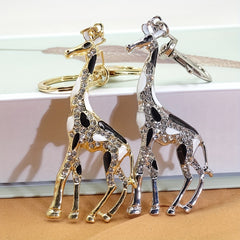 Enamel Giraffe Keychain Pendant Rhinestone Memorial Gift