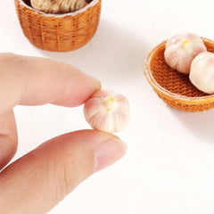 8pcs Dollhouse Ginger Garlic Basket Mini Farm Food Model