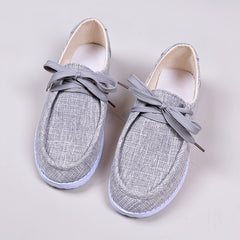 Women's Lace Up Flat Loafers Lightweight Canvas Casual Slip On Shoes