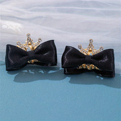 Kids Bow Crown Hair Clip Rhinestone Princess Hairpin