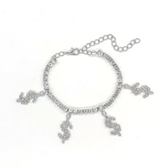 Butterfly Rhinestone Tennis Anklet, Summer Style Foot Jewelry
