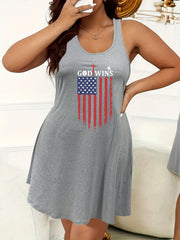 Flag & Letter Print Tank Sleep Dress
