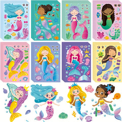 Mermaid Sticker Set for Kids - 32 Sheets Mermaid Princess Face Stickers