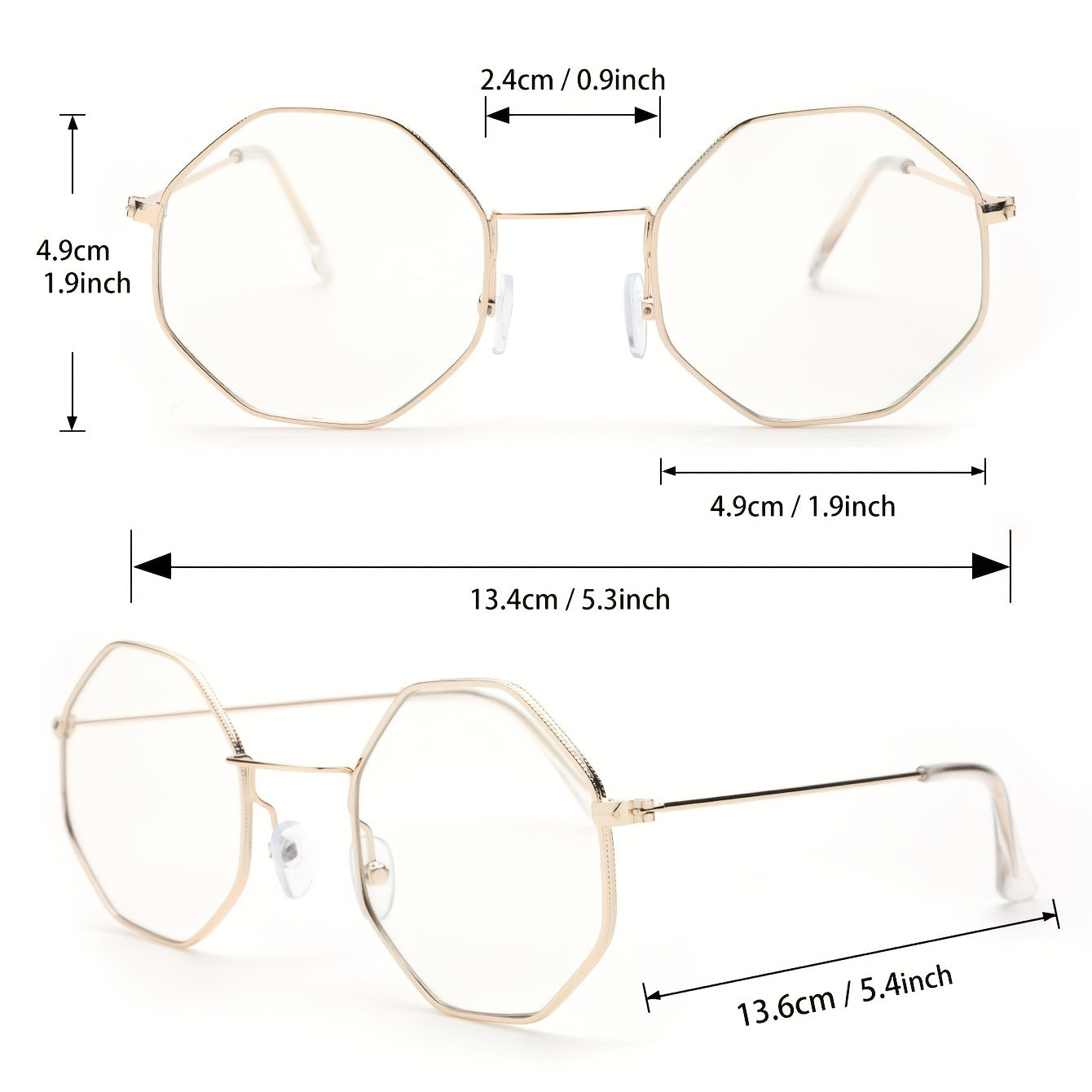 2 Pairs Men's Metal Polygonal Casual Student Copper Alloy Glasses