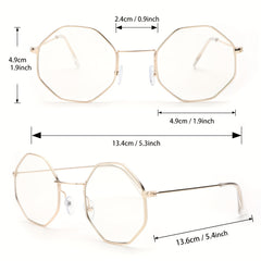 2 Pairs Men's Metal Polygonal Casual Student Copper Alloy Glasses