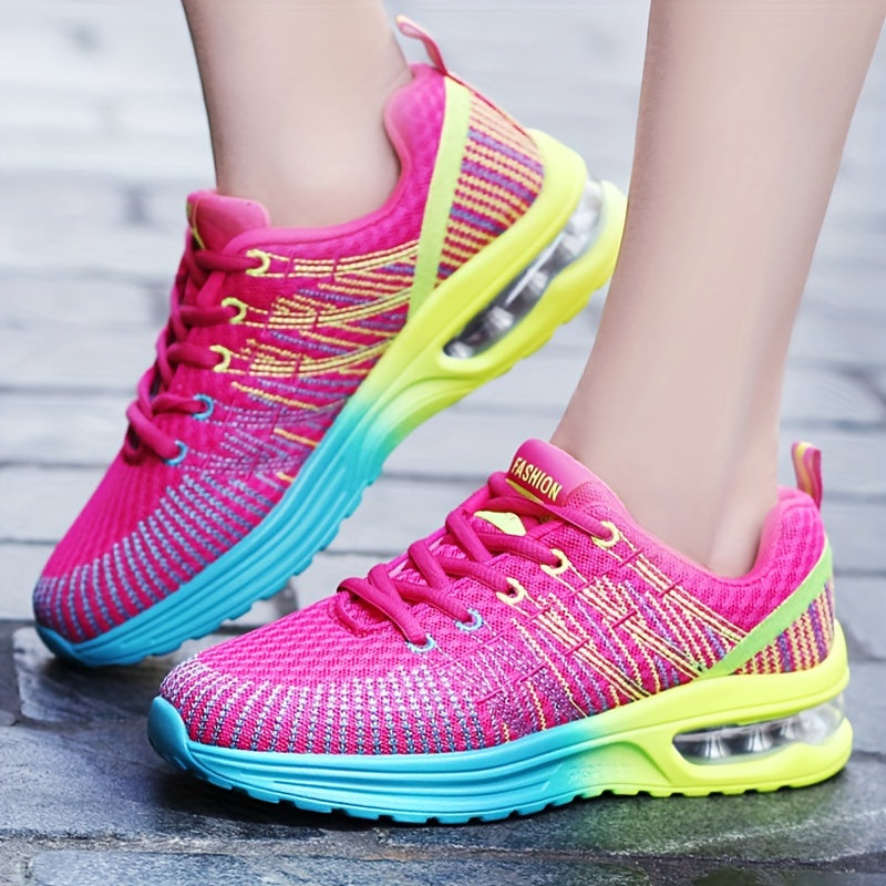 Women's Stylish Mesh Running Shoes Air Cushion Sneakers Lace Up