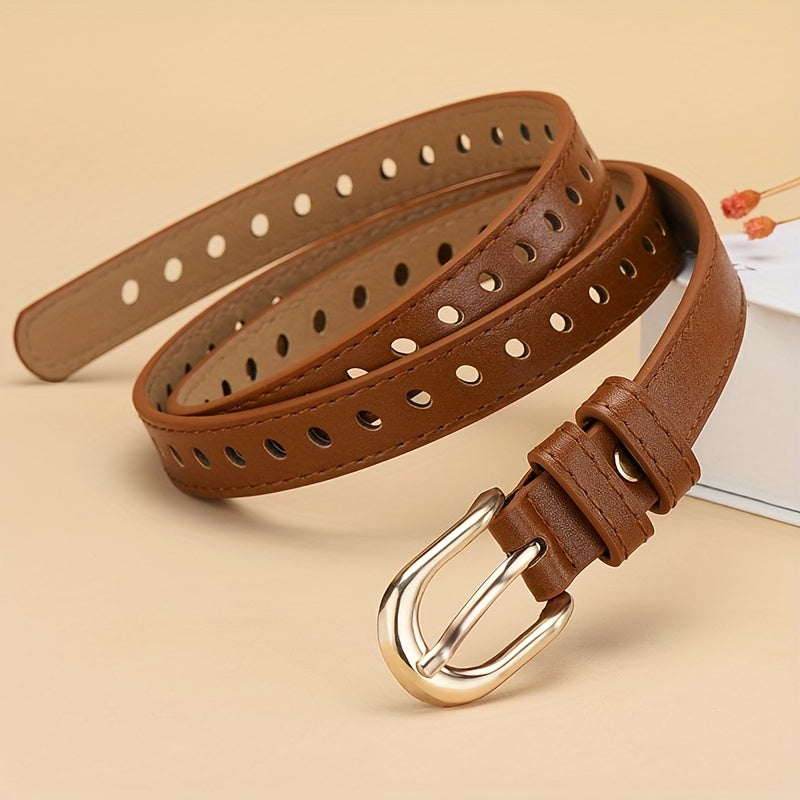 Rectangular Buckle Pin Belt Casual PU Leather Waist Belts
