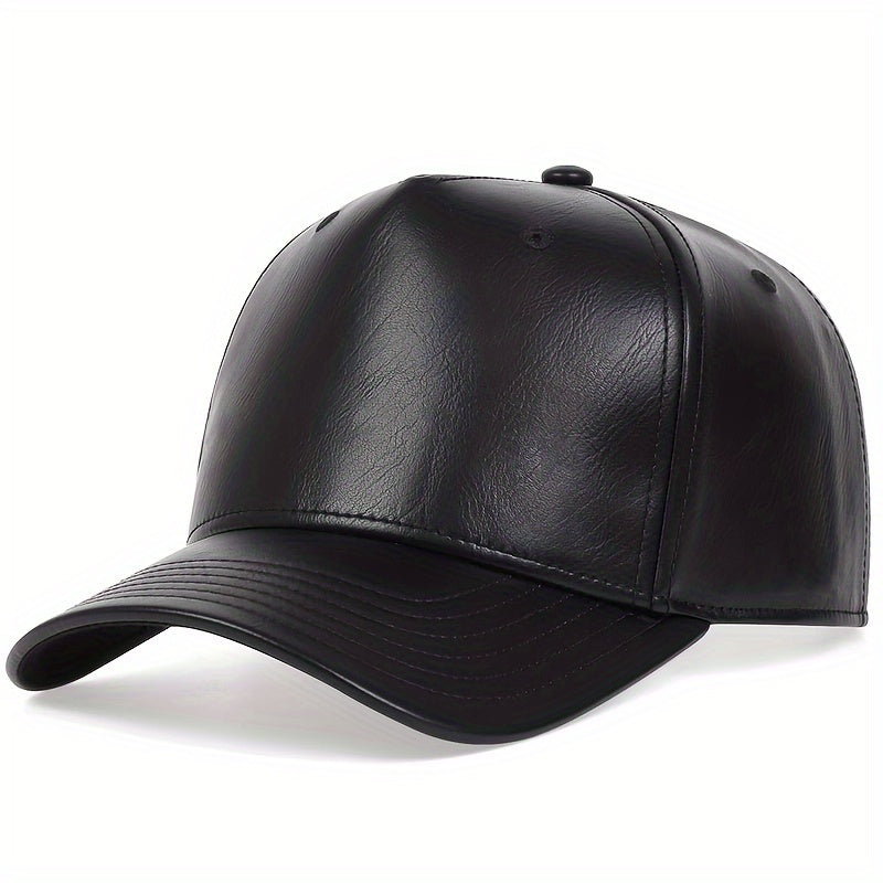 Men's PU Leather Baseball Cap Five-sided Hat