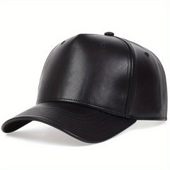 Men's PU Leather Baseball Cap Five-sided Hat
