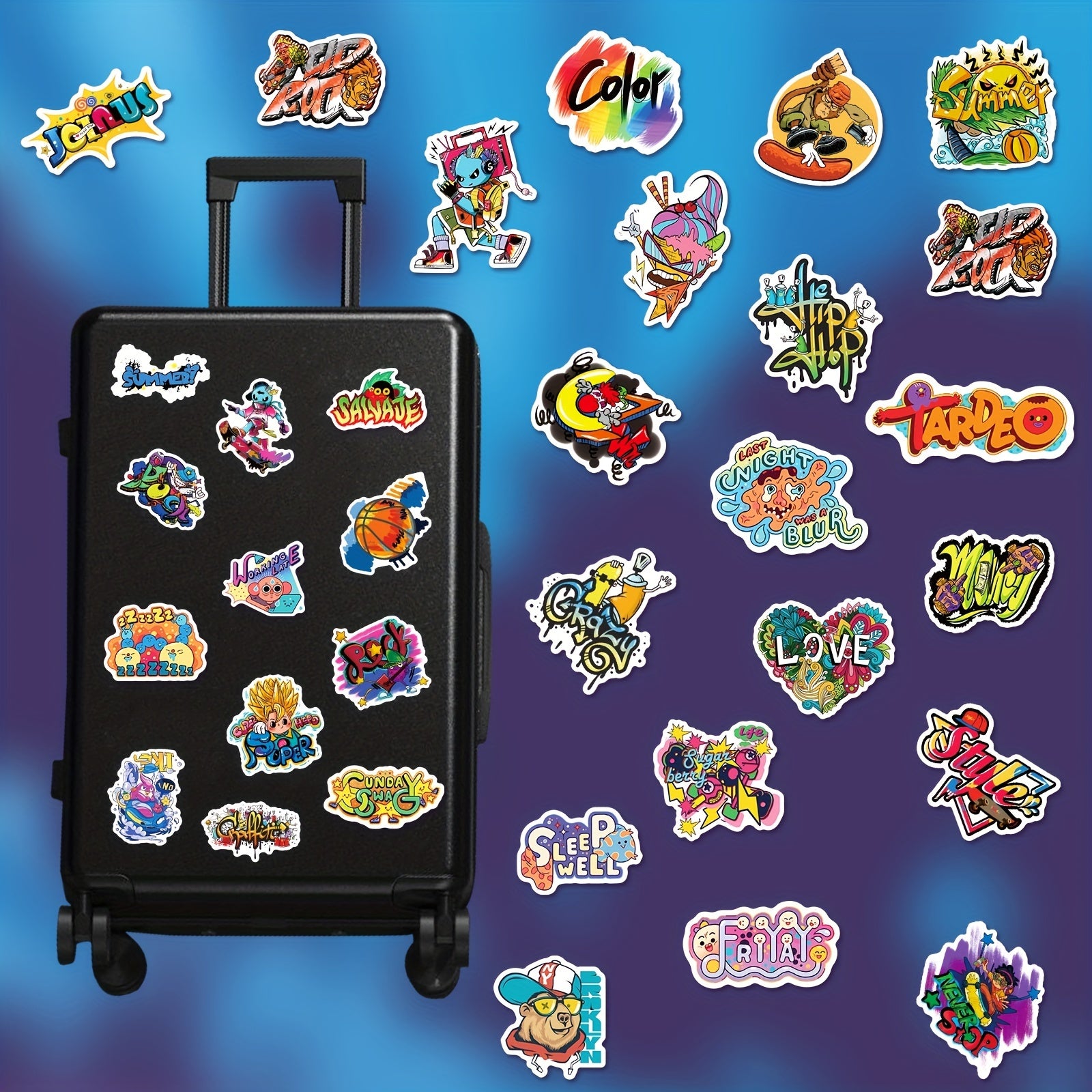 200pcs Graffiti Cartoon Vinyl Waterproof Stickers For Water Bottle Laptop Phone