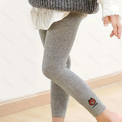 Girls Cartoon Bear Pattern Leggings Kids Knitted Pantyhose Toddlers Tights