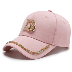 Rhinestone Letter D Baseball Cap Adjustable Women Hip Hop Sports Hat