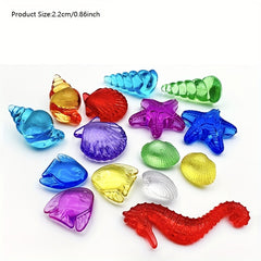 12pcs Acrylic Ocean Gemstone Toys Sea Life Shell Conch Gemstone Toys