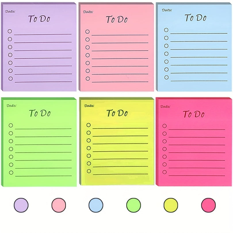 6 Pads To Do List Sticky Notes 6 Colors Optional Sticky Pads Memo